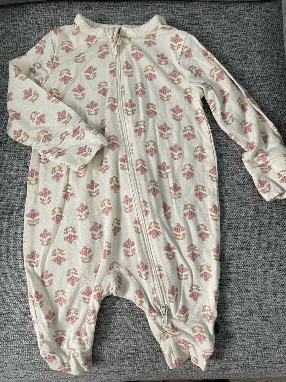 Cream One-Piece with Pink Floral Print